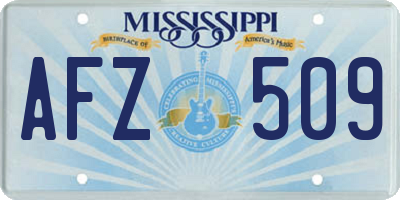MS license plate AFZ509