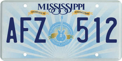 MS license plate AFZ512