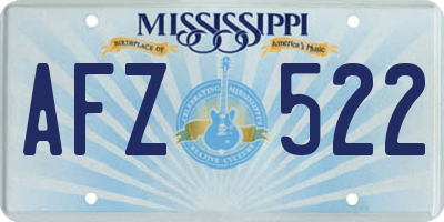 MS license plate AFZ522