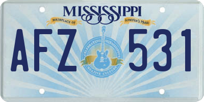 MS license plate AFZ531
