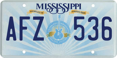 MS license plate AFZ536