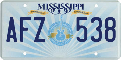 MS license plate AFZ538