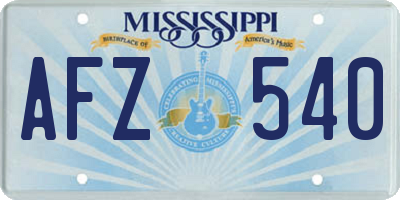 MS license plate AFZ540