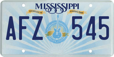 MS license plate AFZ545