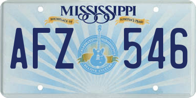 MS license plate AFZ546