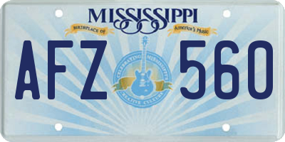 MS license plate AFZ560