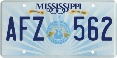 MS license plate AFZ562