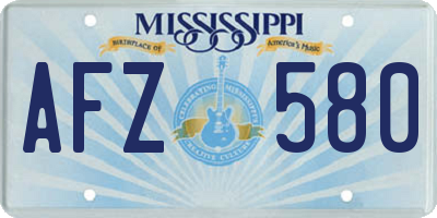 MS license plate AFZ580