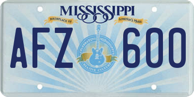 MS license plate AFZ600