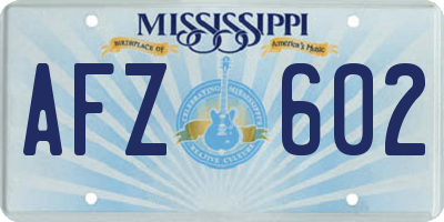 MS license plate AFZ602