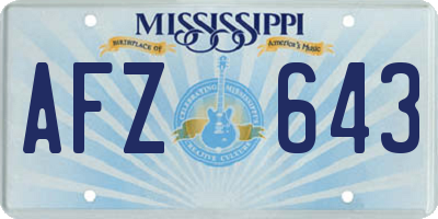 MS license plate AFZ643