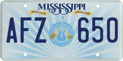 MS license plate AFZ650