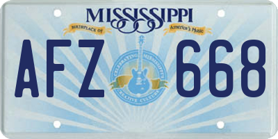 MS license plate AFZ668