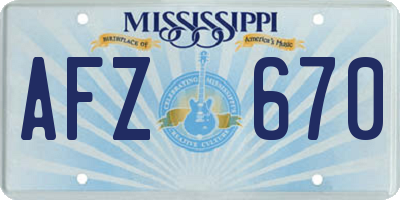MS license plate AFZ670