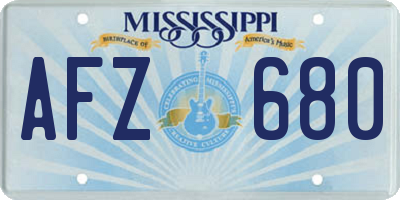 MS license plate AFZ680