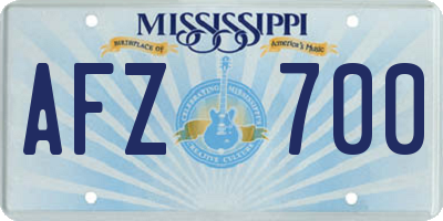 MS license plate AFZ700