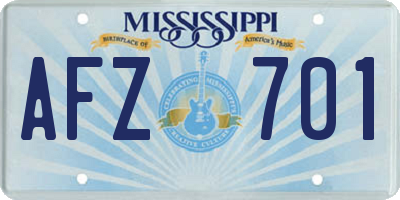 MS license plate AFZ701