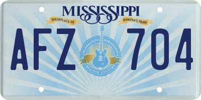 MS license plate AFZ704