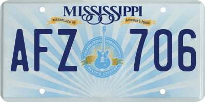 MS license plate AFZ706