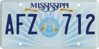 MS license plate AFZ712