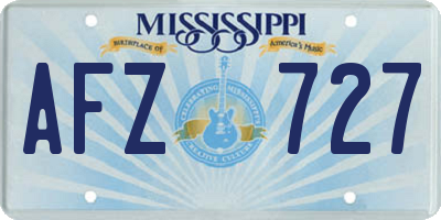 MS license plate AFZ727