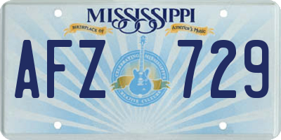 MS license plate AFZ729