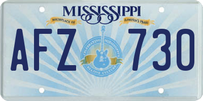 MS license plate AFZ730
