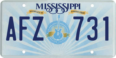 MS license plate AFZ731