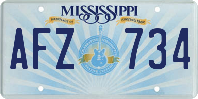 MS license plate AFZ734