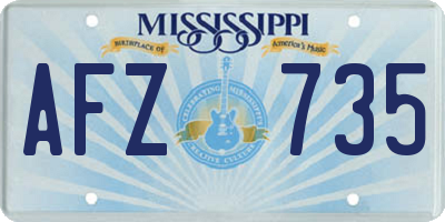 MS license plate AFZ735