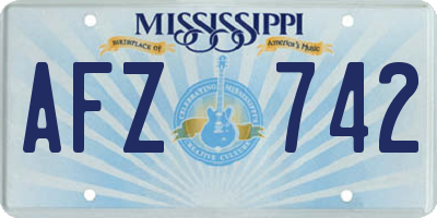 MS license plate AFZ742