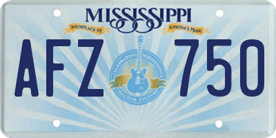 MS license plate AFZ750