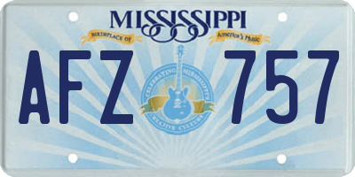 MS license plate AFZ757