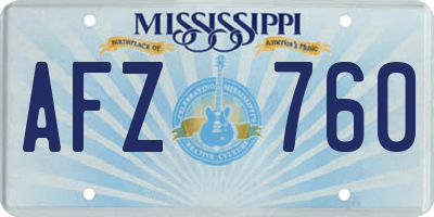 MS license plate AFZ760