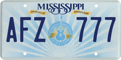 MS license plate AFZ777