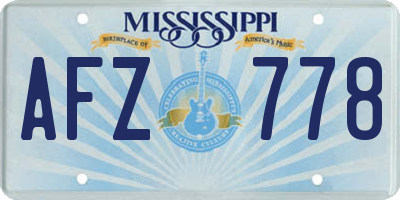 MS license plate AFZ778