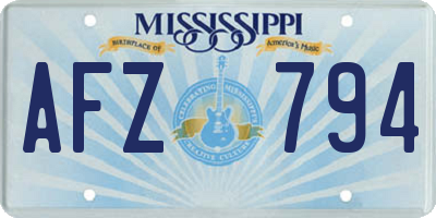 MS license plate AFZ794