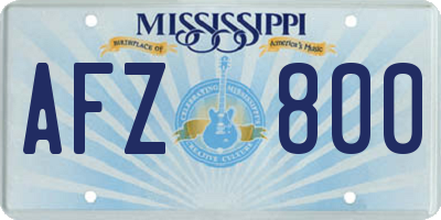 MS license plate AFZ800