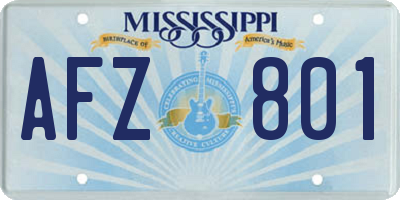 MS license plate AFZ801
