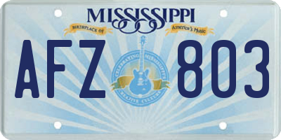 MS license plate AFZ803