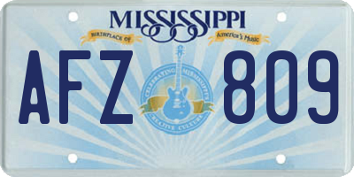 MS license plate AFZ809
