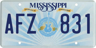 MS license plate AFZ831