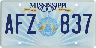 MS license plate AFZ837