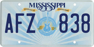 MS license plate AFZ838