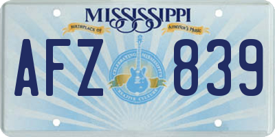 MS license plate AFZ839