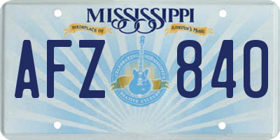 MS license plate AFZ840