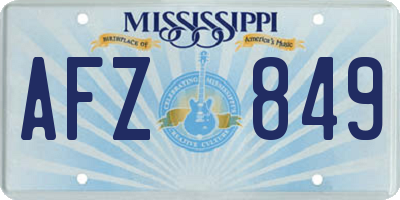 MS license plate AFZ849