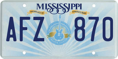 MS license plate AFZ870