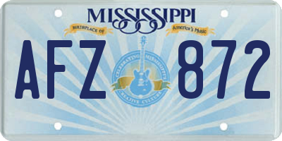 MS license plate AFZ872