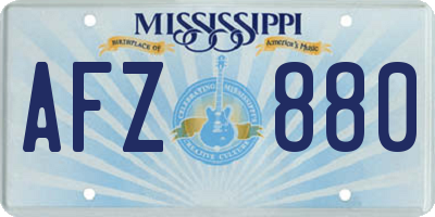 MS license plate AFZ880